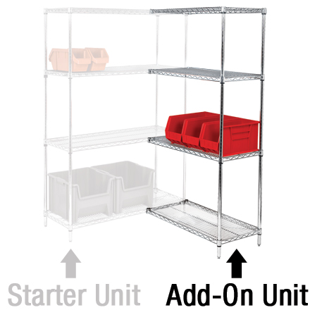 48 x 12 x 74" - 4 Shelf Wire Shelving Add-On Unit